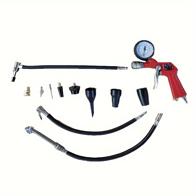 Image of 1 Set, European-style Automotive Air Compressor Accessory Kit, Tire Pressure Gauge With Inflator, Air Blow Gun And Hose Accessories, Tire Inflation Gun With Pressure Gauge