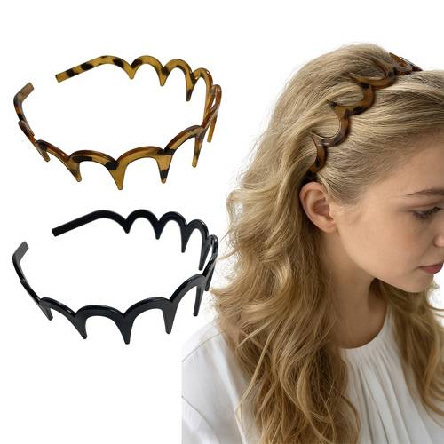 2pcs wavy headband womens fluffy hair accessory large tooth anti slip design headband accessory leopard print headband suitable for travel and everyday wear