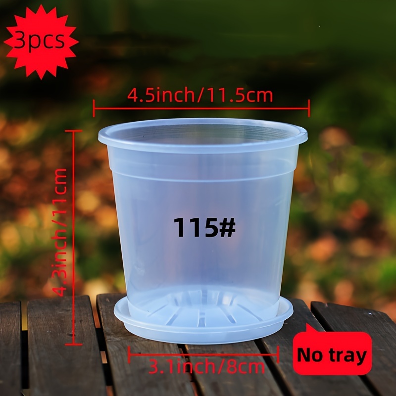 Image of 3pcs Transparent Nursery Pots, Plastic Seedling Pots With Drainage Holes, Transparent Nursery Pot Pack, Plastic Flower Pots For Seedlings And Seed Starting Gardening Gift,home Decor