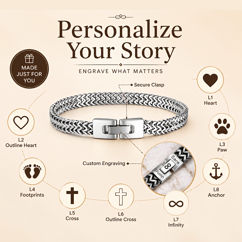 Personalized Stainless Steel Bracelet for Custom Engraving