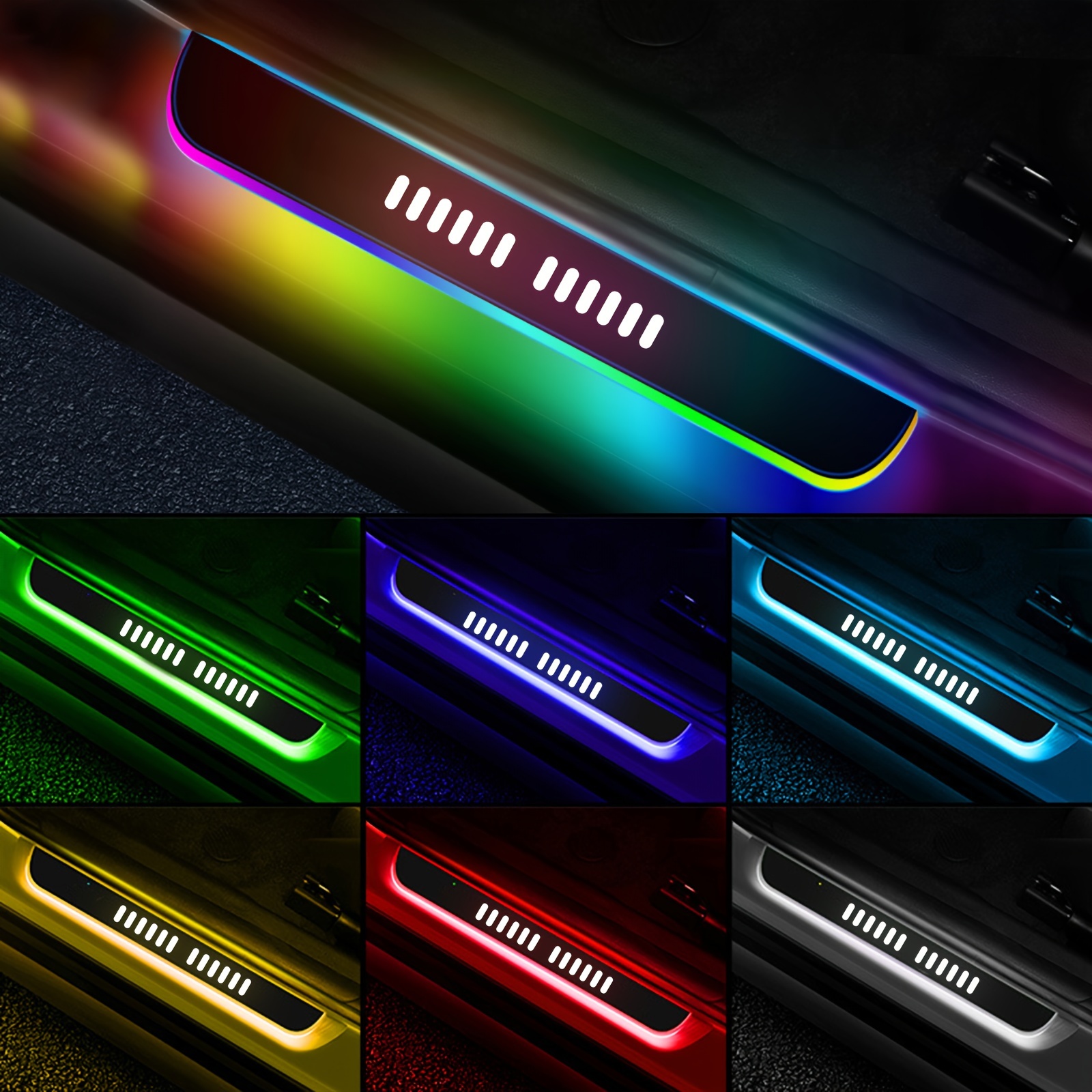 2 Pieces Car LED Door Pedal Light, Car LED Door Sill Light, Auto-Sensing Wireless Car Door Sill For All Cars