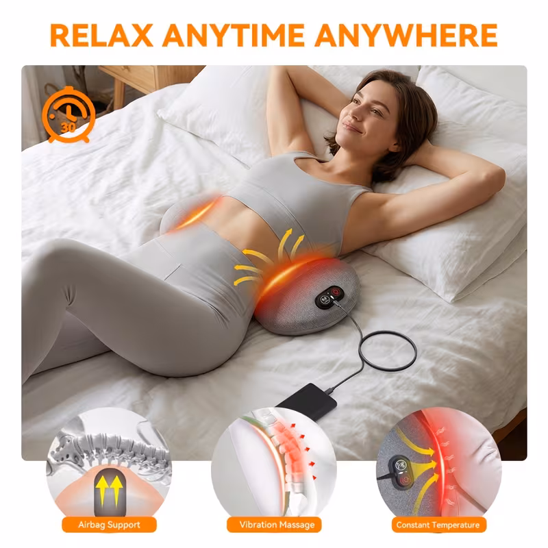 3 in 1 lumbar support pillow with air pressure traction function suitable for office chairs and sofas as a back massager combining heating vibration and air compression features triple fusion back massager ideal as a birthday gift Product details 0