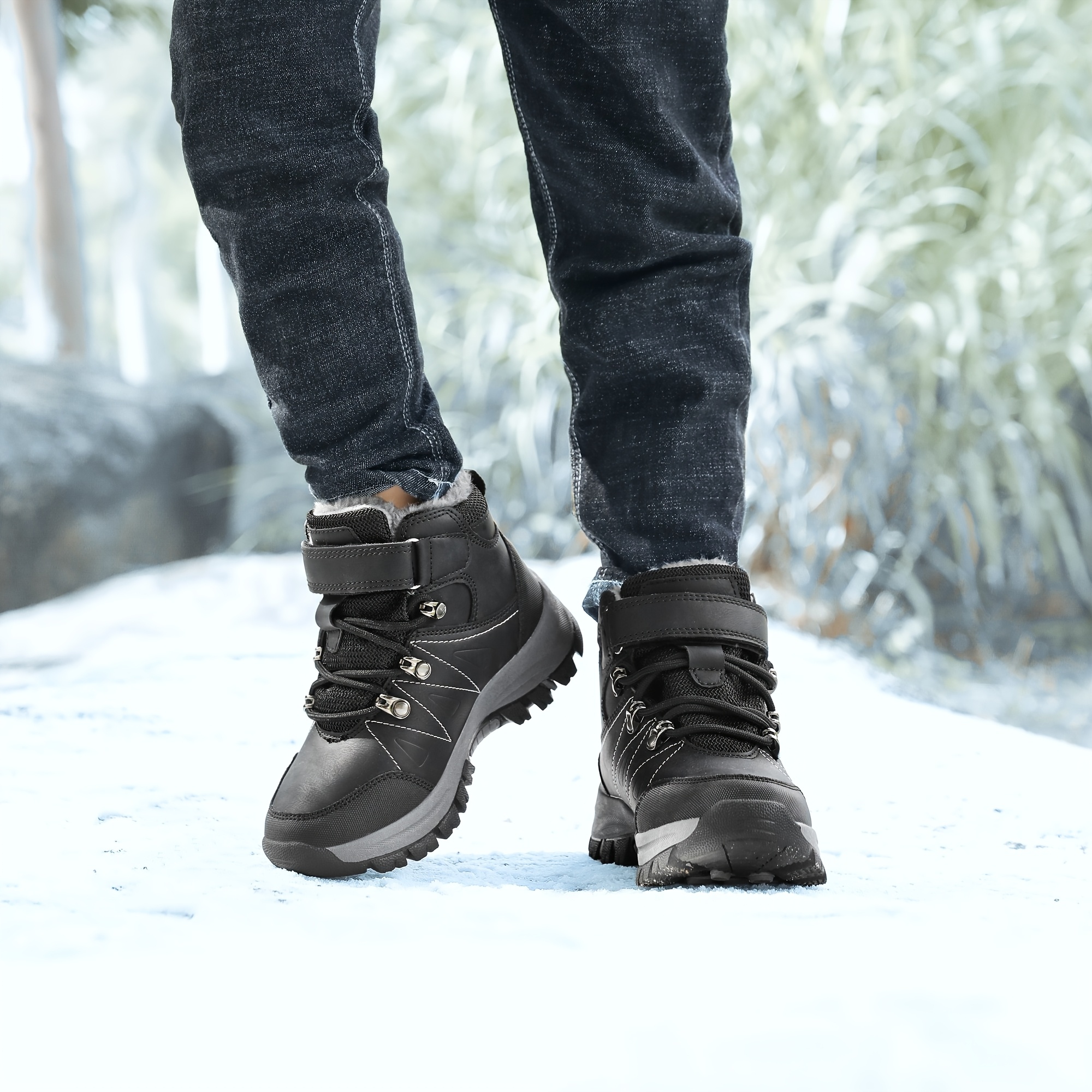 Shoes Snow Boy Apakowa Kids' Waterproof Hiking Boots Hook Loop