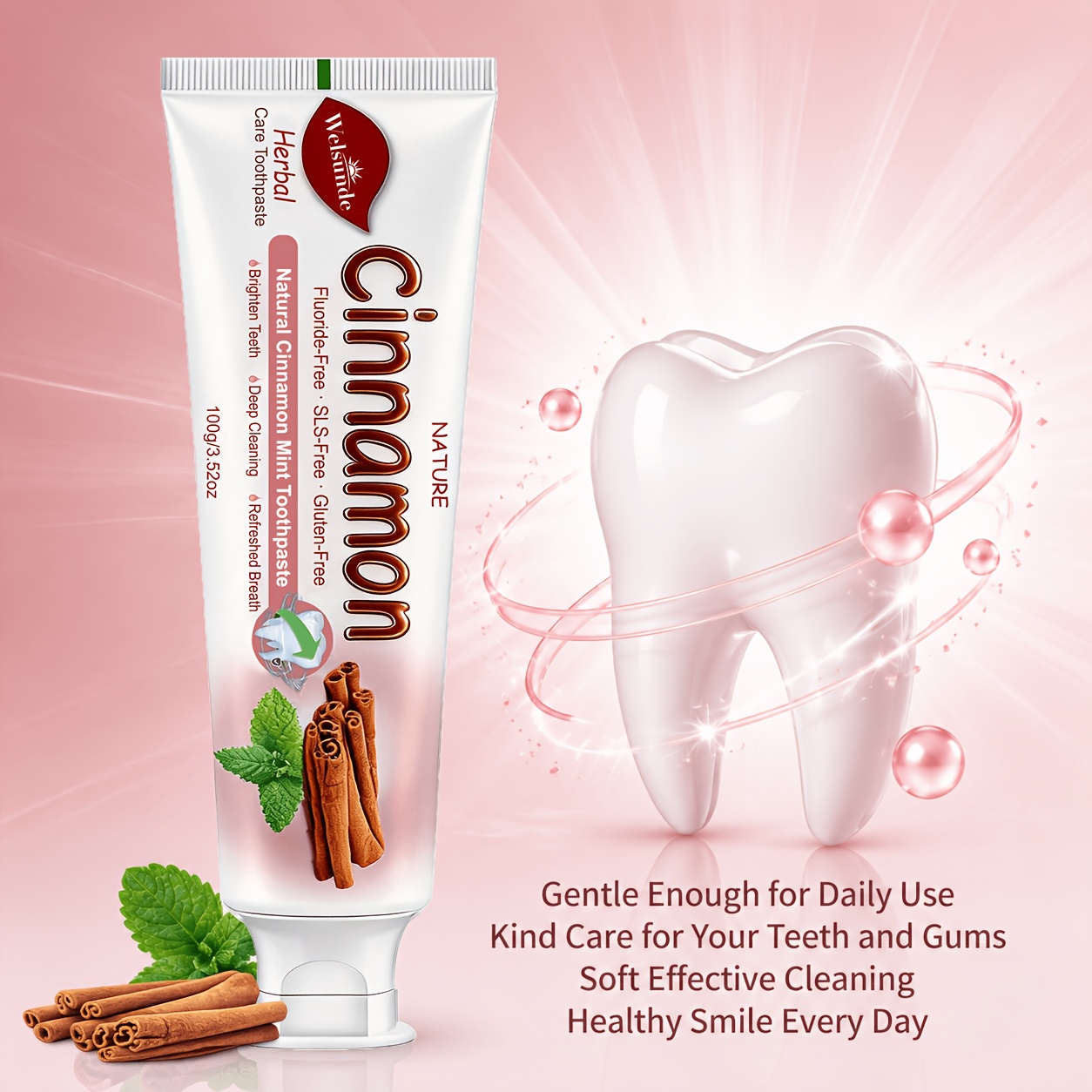 Upgraded Ultra Instant Bright Cinnamon Mint Toothpaste