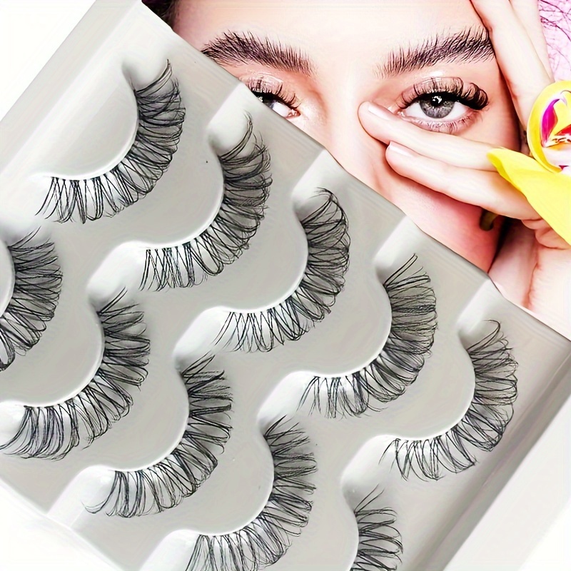 

5 Pairs Of Transparent Stem Fluffy Curly Russian Striped Eyelashes, Create A Natural Look And 8d Effect - Perfect For Daily Party Dating Stage Character Makeup