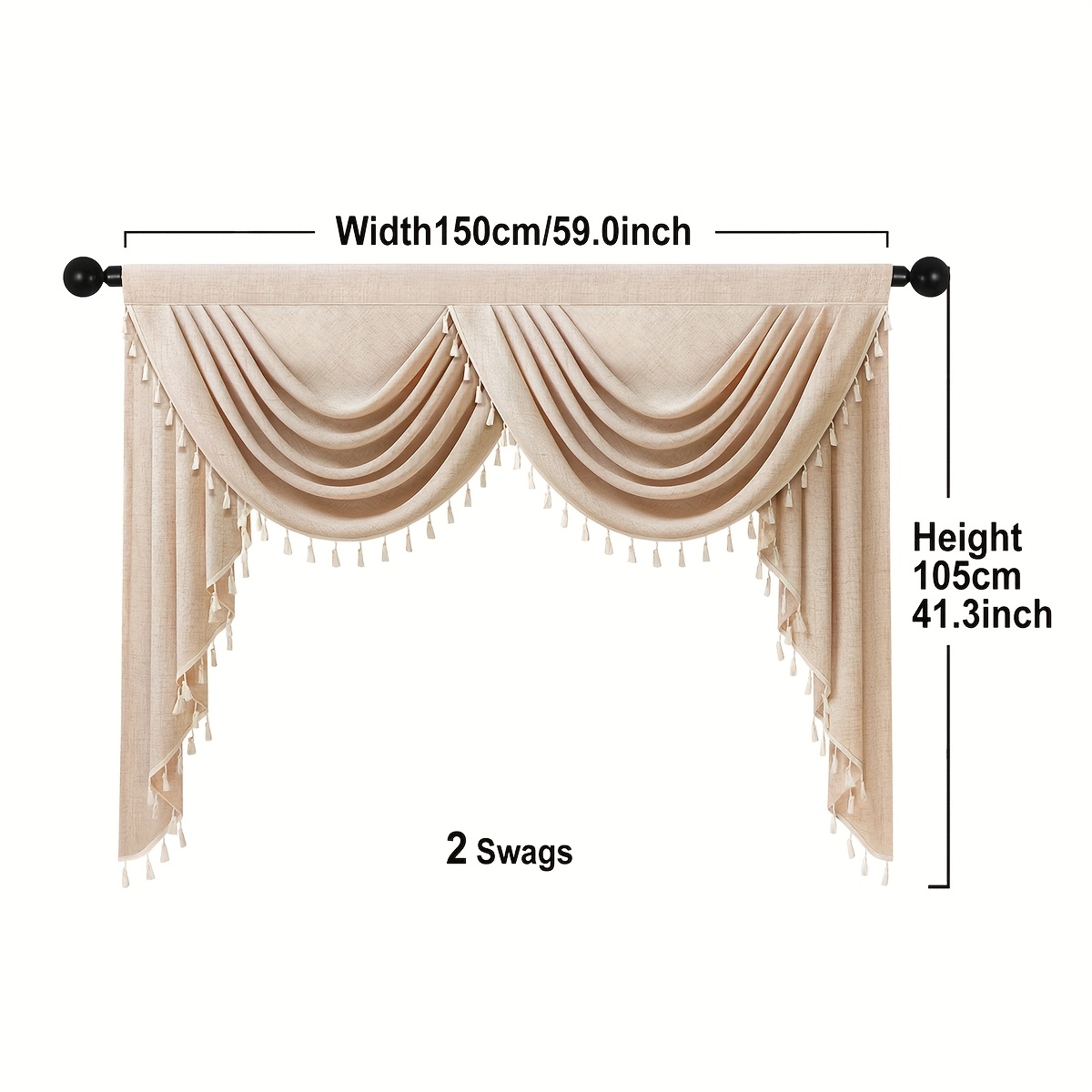 Image of 1pc, Solid Material Short Canopy, Modern Easy Style All- Tassel Valance, Curtain , Suitable For Living Room Bedroom Window And Door Decoration