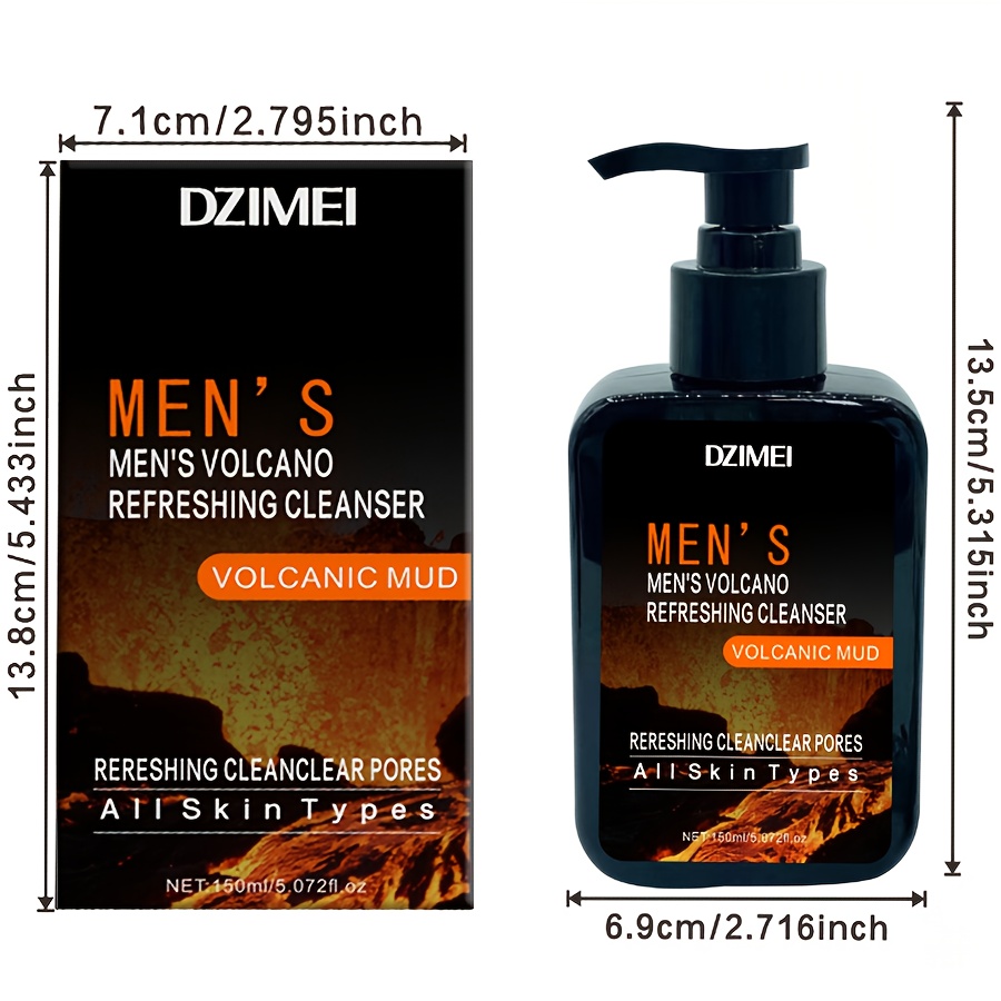 Nettoyant Visage pour Hommes en Bouteille Pressée de Boue Volcanique Noire 5905,51 Pouces, Contrôle de l'Huile, Hydratant, Rafraîchissant Longue Durée, Sans Alcool, Conçu pour Hommes, Série de Soins Beige Clair Doux, Beige Clair Uniforme, Beige Clair, Offre une Expérience de Nettoyage Agréable