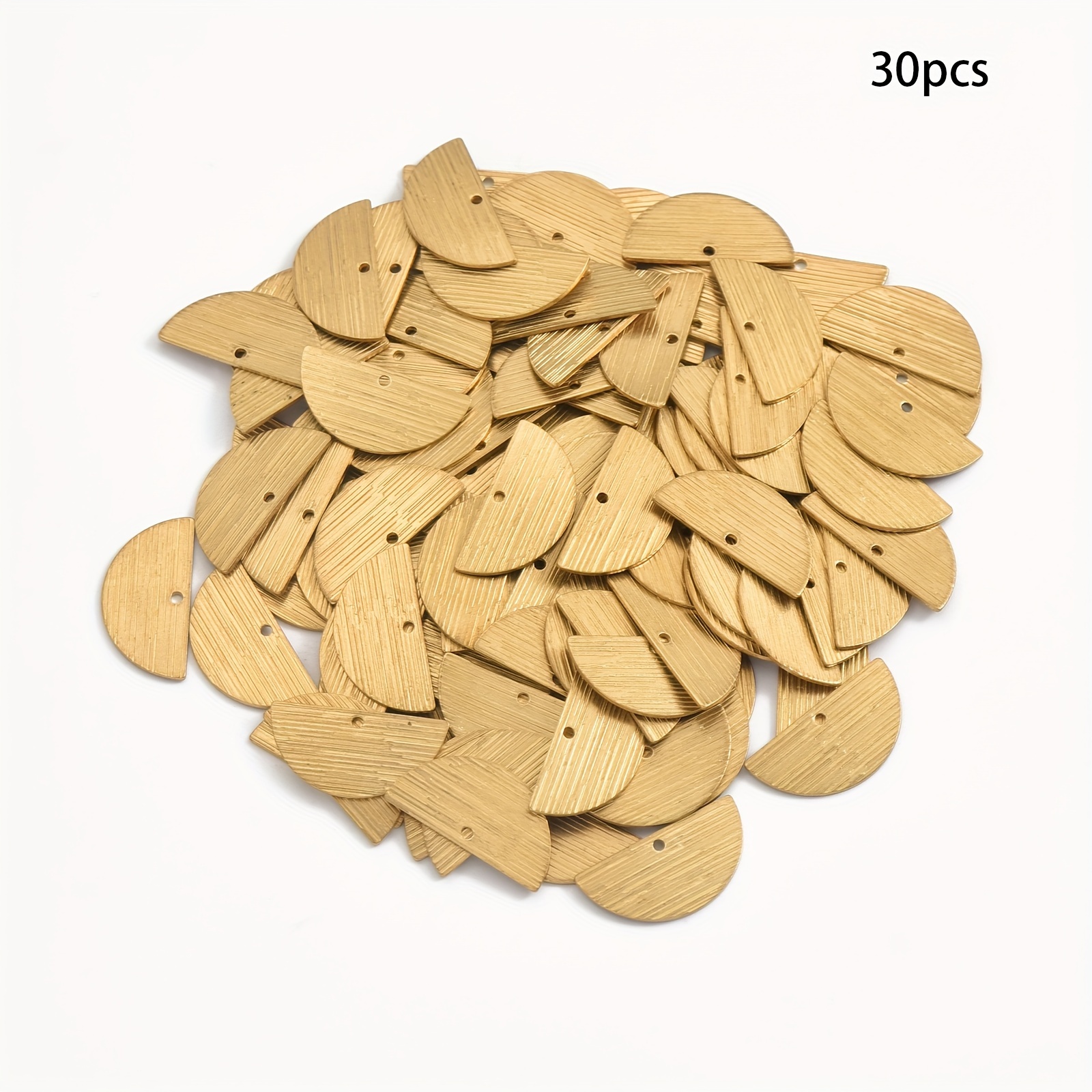 Image of Brass Earring Additions, Necklace Connectors, Brushed Single-hole Semi-circular Pendants For Dly Jewelry Decoration Additions