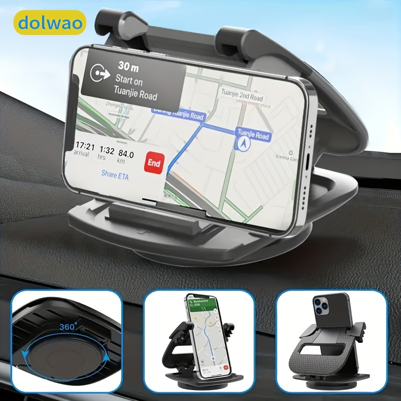 

Dolwao Phone Mount - Universal Dashboard Cradle With 360° For , Driving - Fits For Iphone, For , And For Android Smartphones