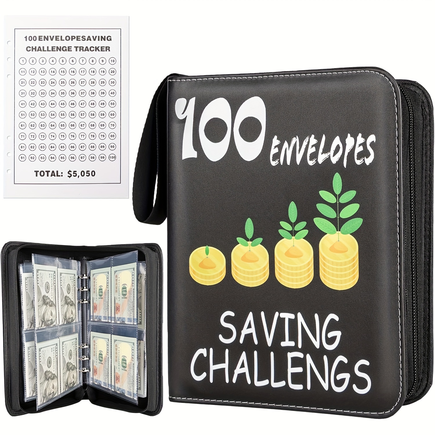 

Envelopes Challenge Saving Binder, A5 Money Saving Budget Binder With Cash Envelopes Money Binder For Planning, Savings Binder With Zipper