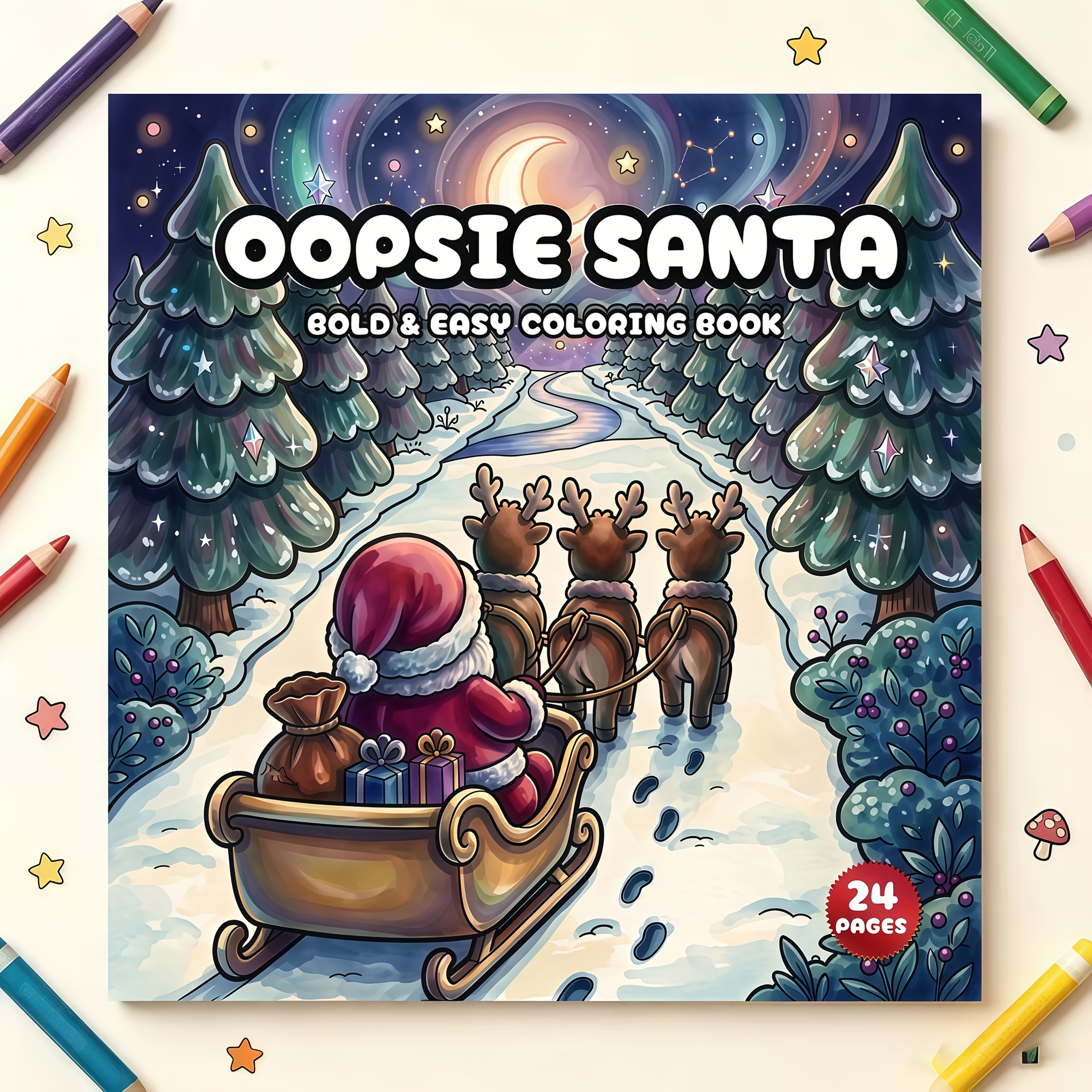 TEMU 1pc Cozy Christmas Coloring Book, 24 Pages Of Fun Coloring Pages, Cute Christmas Coloring Book Suitable For Children And Adults, Full Of Santa