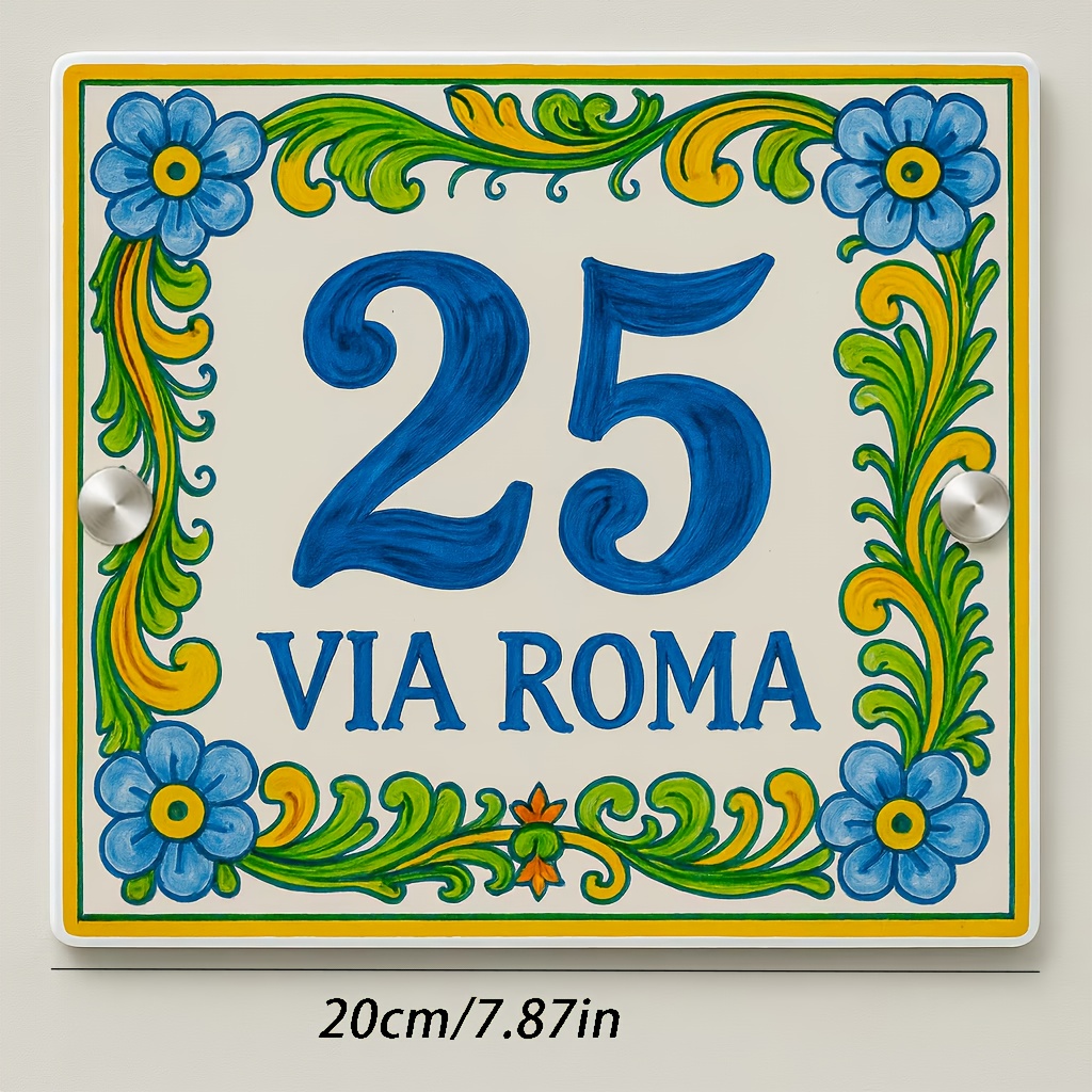 TEMU Custom Acrylic Door Plate With Hand-painted Style - Personalized Name & Number/letter Signs, Durable Address Plaque Suitable For Home, Business,