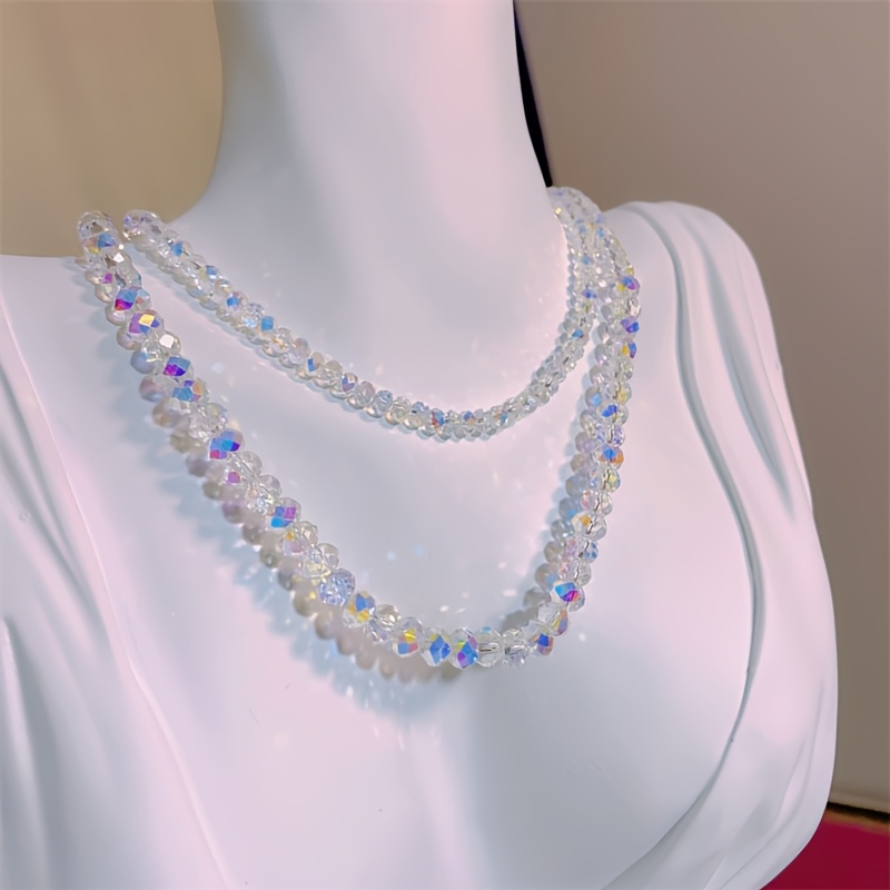 Double Layer Artificial Crystal Bead Necklace for Women