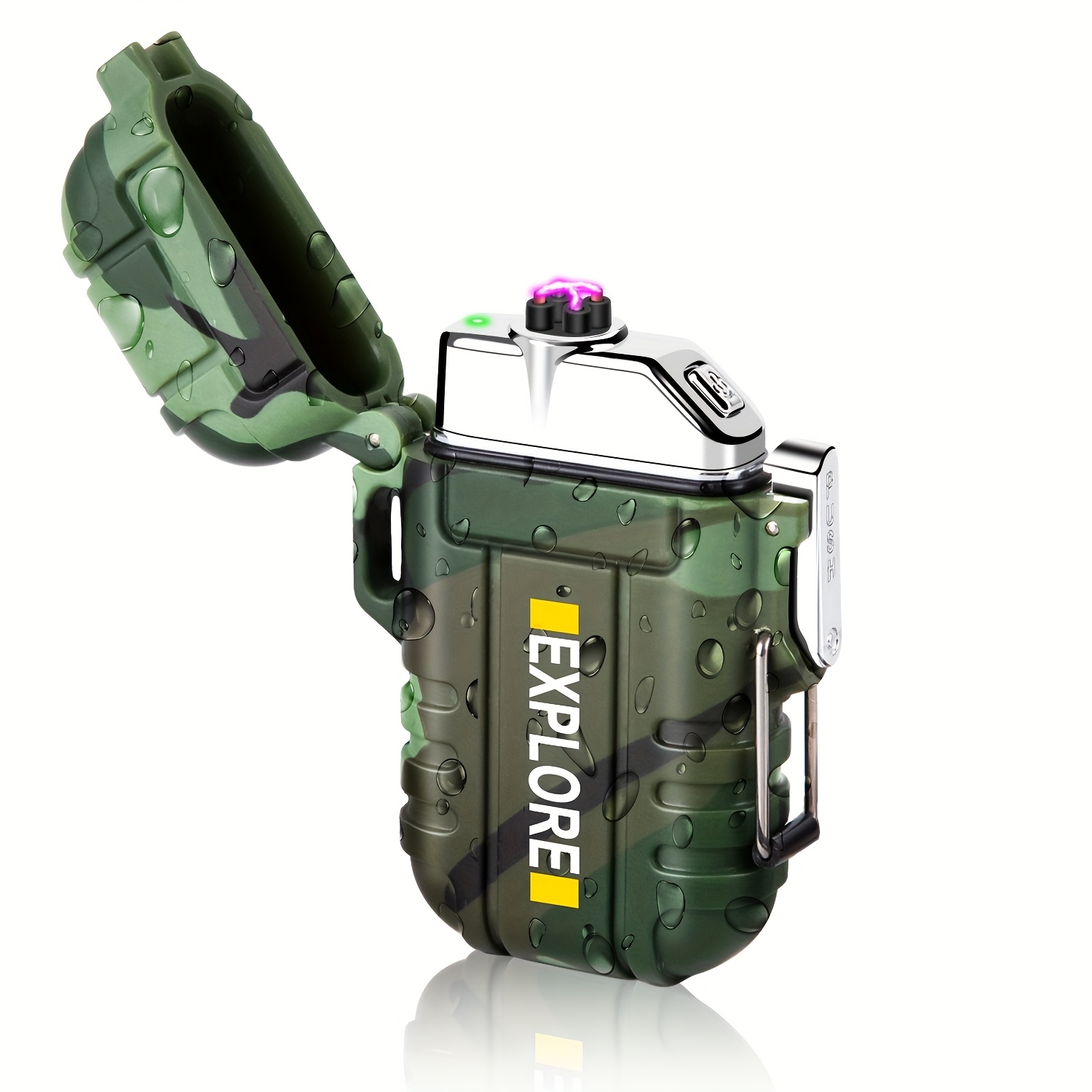 TEMU Plasma Rechargeable Lighter Windproof Lighter Camping Survival Lighter