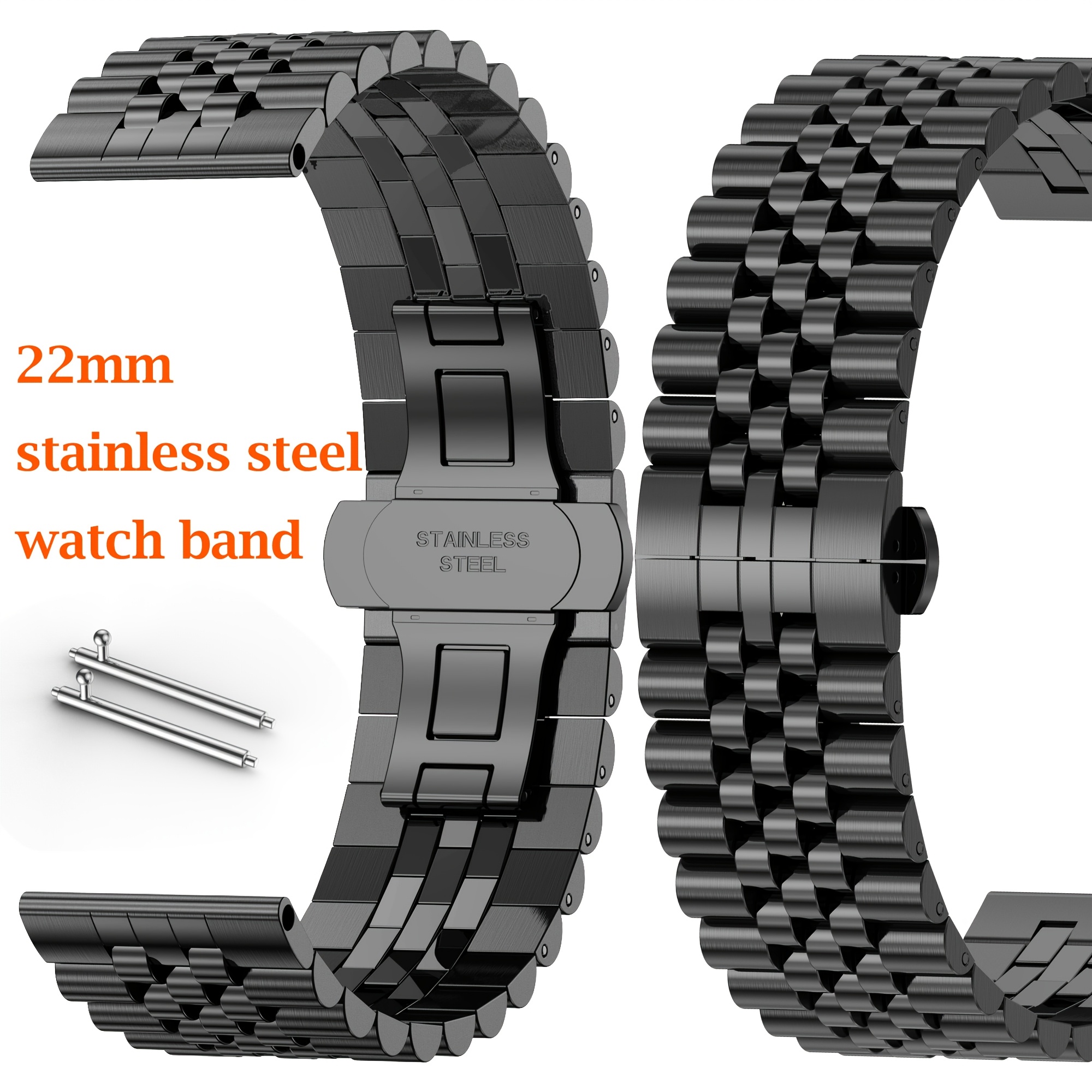 

22Mm Bracelet en acier inoxydable , adapté aux montres intelligentes Samsung, Huawei, Xiaomi et autres