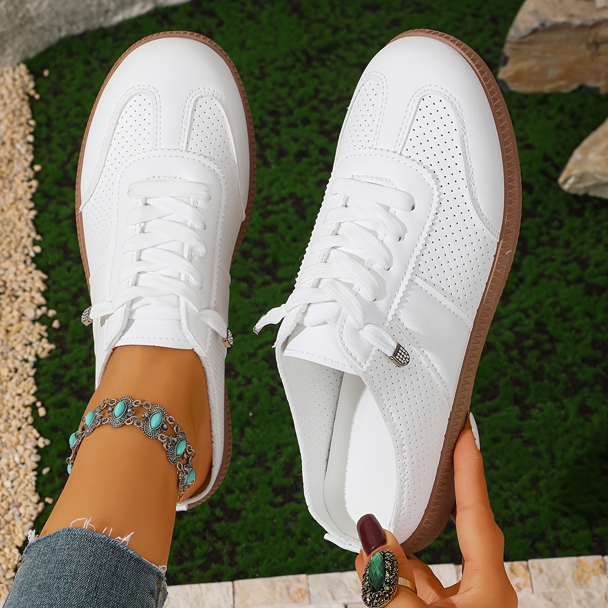 E-shop Damen-Modesneaker, Casual Schnürschuhe mit Rundspitze, Halbschuhe, Bequem für alle Jahreszeiten, Damenschuhe