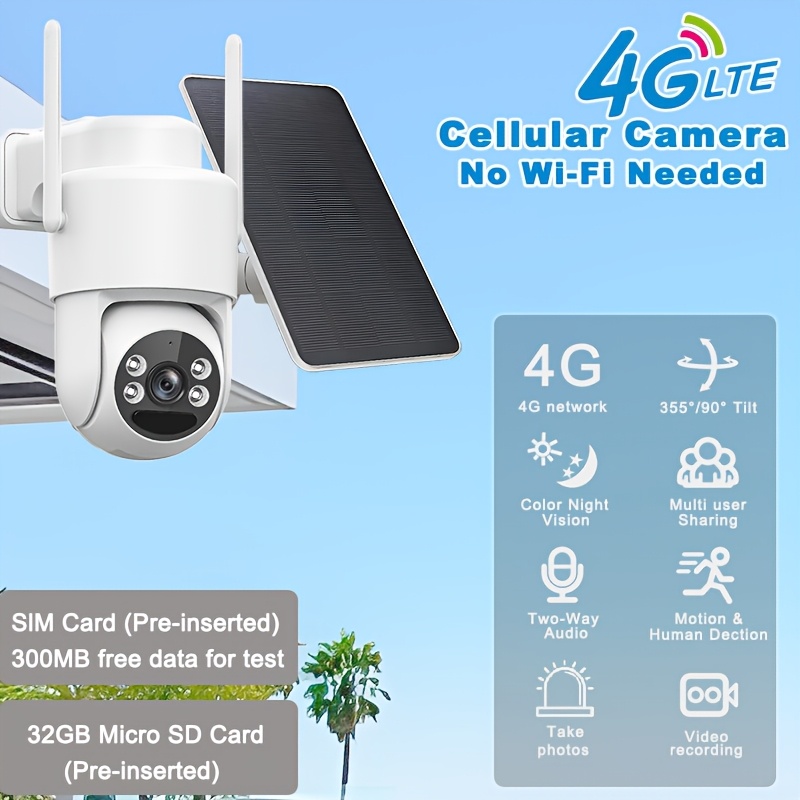Internet Connection Security Camera Sd Card No Wifi 4G LTE