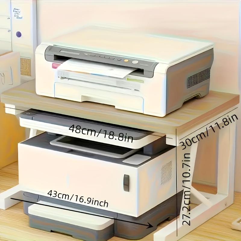 TEMU Draagbare Desktop Printer Standaard met 2-Tier Opbergplanken - Stevige Klemvoetstuk Geschikt voor Printer, Fax, Scanner, Boeken & Documenten -