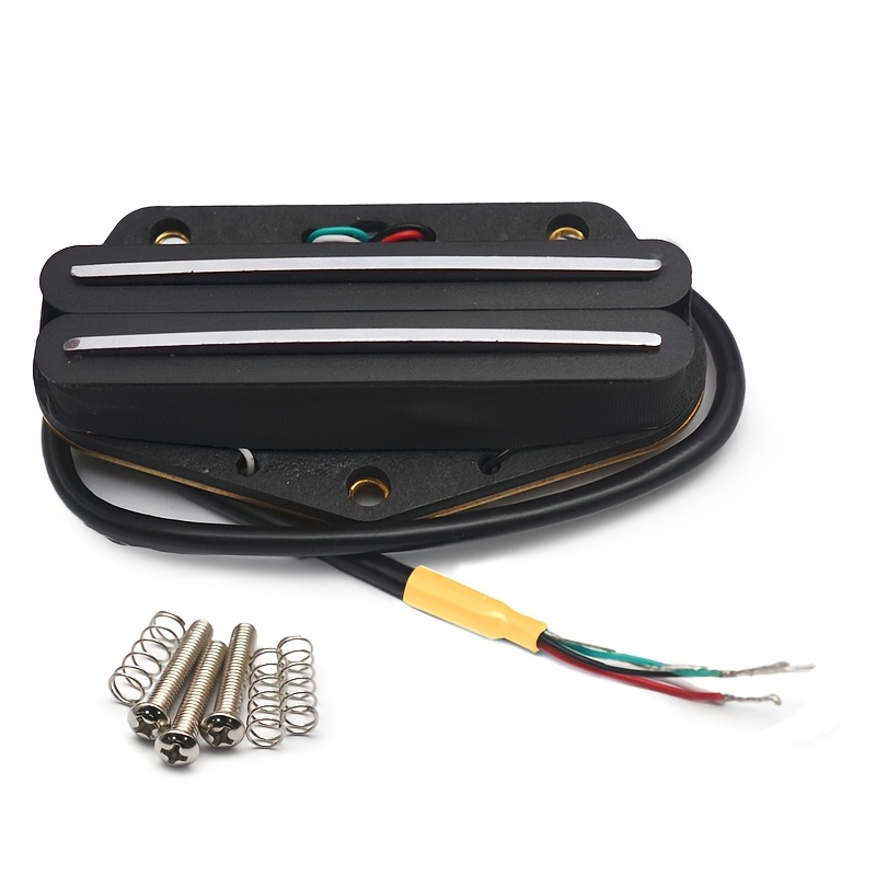 Alnico 2 Single-Coil Electric Guitar Bridge Pickup, 4-Conductor, Hot Rail Humbucker, 9K Golden-Plated Magnet Wire, Metal Construction, with Non-Magnetic Cover, for Uncharged - Black/White/Red/Yellow, Instrument Parts, Highoutput Pickup, Durable Pickup, Precision Wound Coil, Humbucker Pickup, DIY Guitarists, Professional Musicians