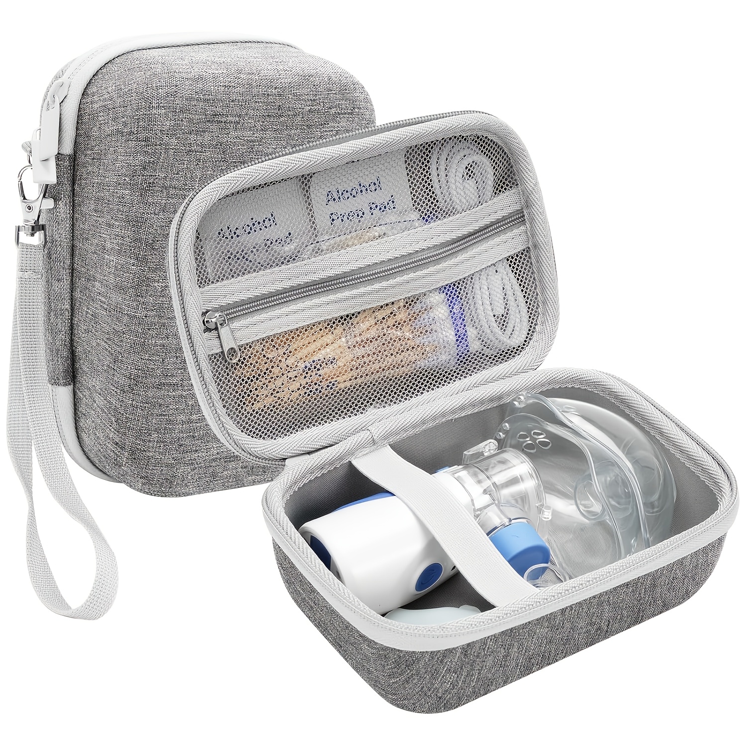 

1pc Portable Eva Storage Case For Handheld And Humidifier - Hard Shell Protective Travel Bag With Multiple Compartments, Fabric Material, Ideal For Facial Steamer And Pore Vacuum - Home And Travel Use