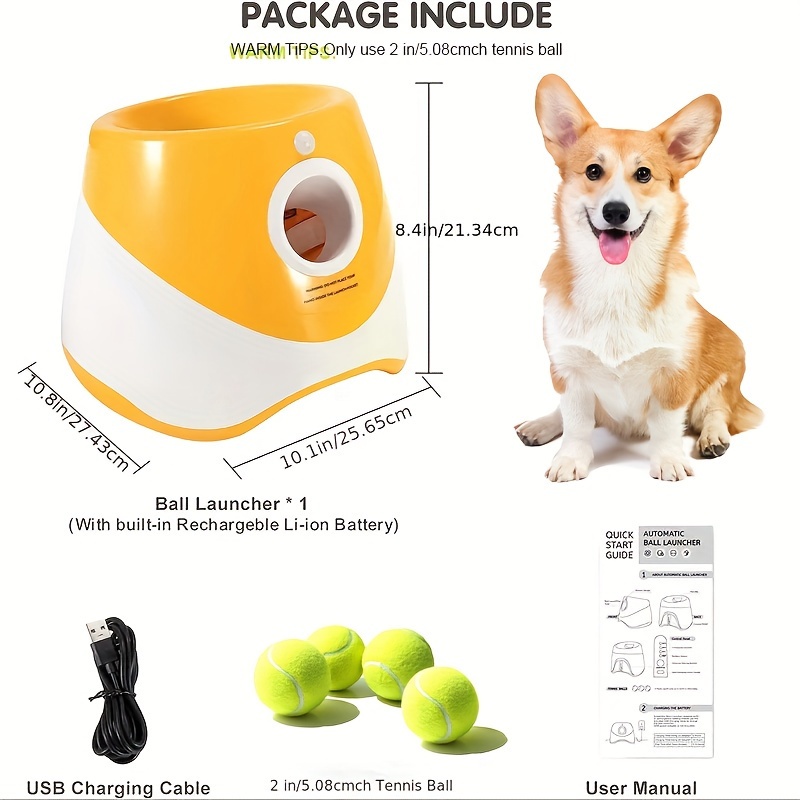 Lanzador automático de pelotas para perros, máquina interactiva para  lanzador de pelotas de tenis para perros apto para pelotas de tenis de 2
