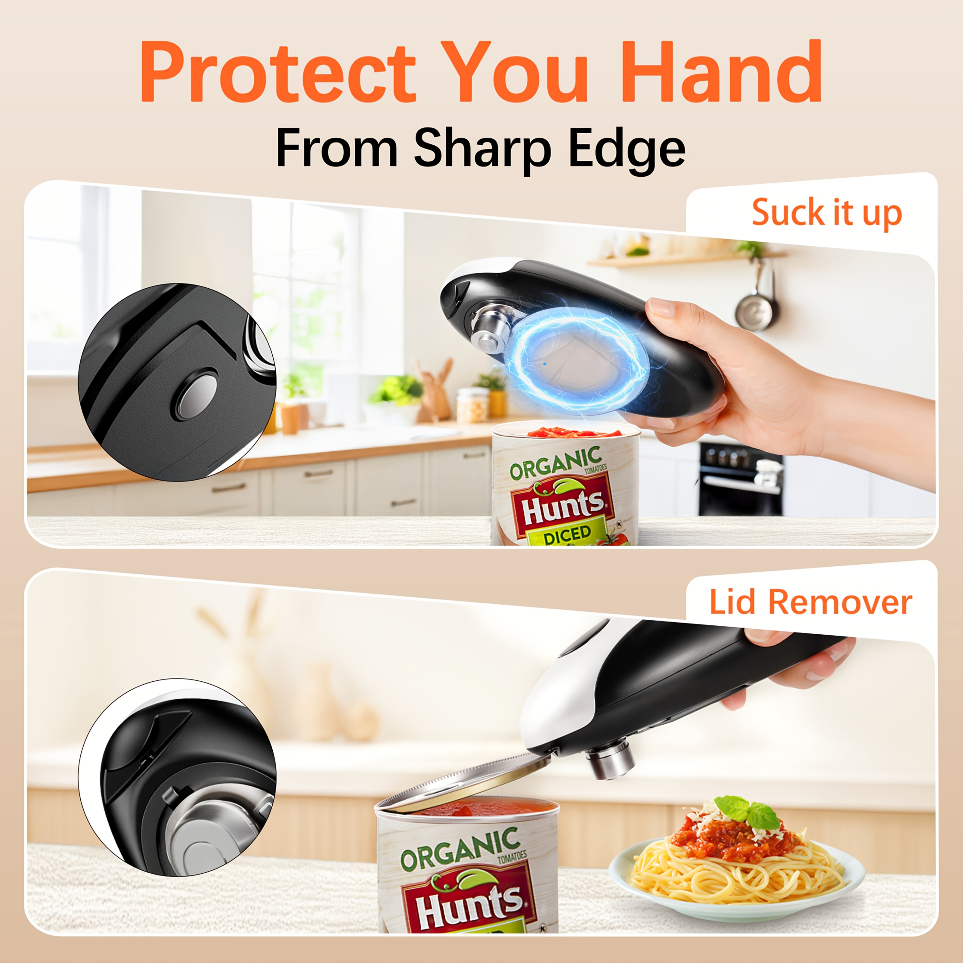 Electric Can Opener with One-Touch Automatic Rotation
