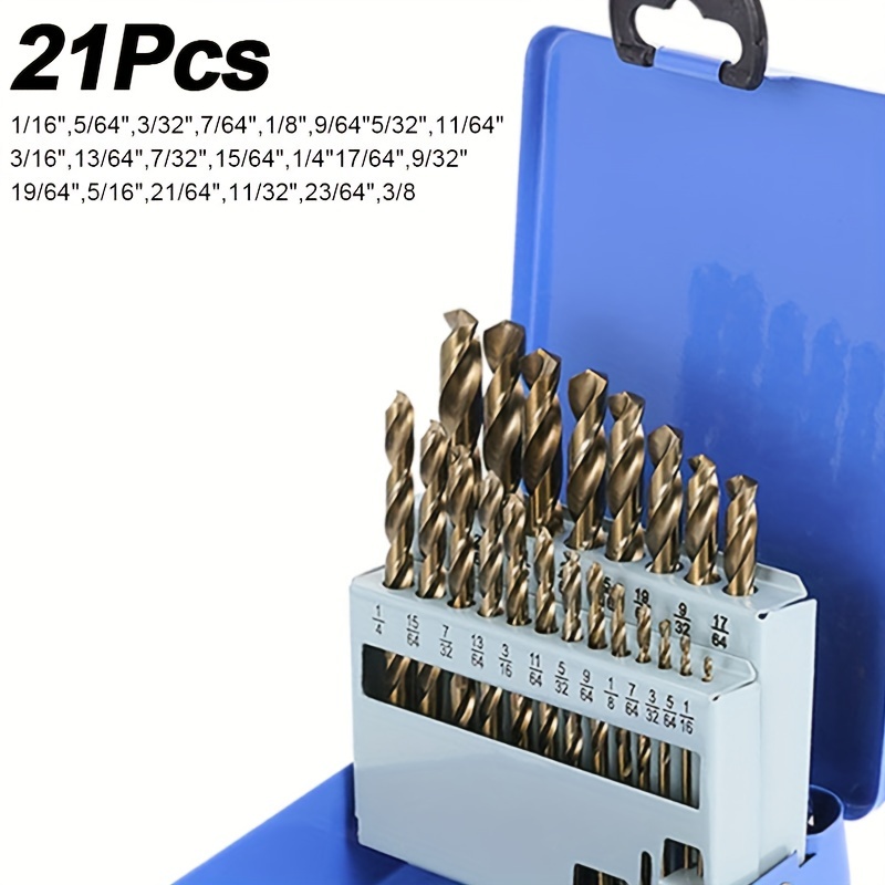 TEMU Set, M35 Steel Twist Drills For Hard Metal, Stainless Steel, - Durable Metal , 13/21/29pcs Assorted (1/16