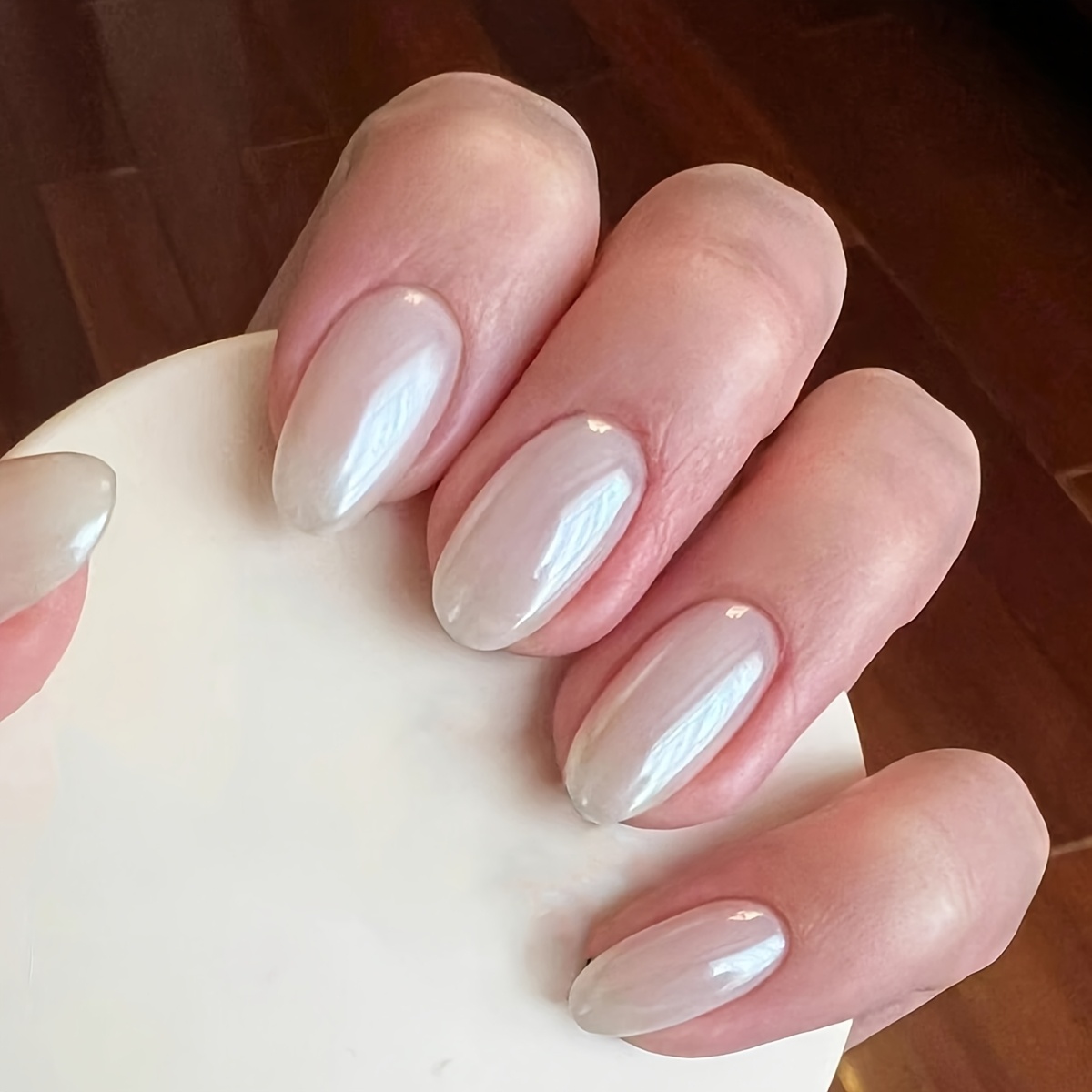 

24pcs Oval Shape Press-on Nails Set, Medium Length, , Full Coverage False Nail Tips, Fake Nails For Women And Girls,