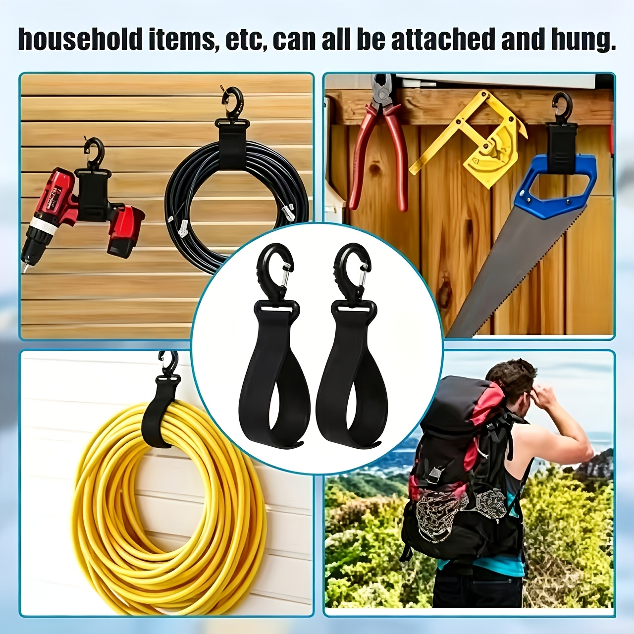 TEMU 2pcs Adjustable Sup Paddle Fin Fasteners With Hook And Loop, Kayak Paddle Fixing Straps, Nylon Hook And Loop Quick-release Buckles, Adjustable