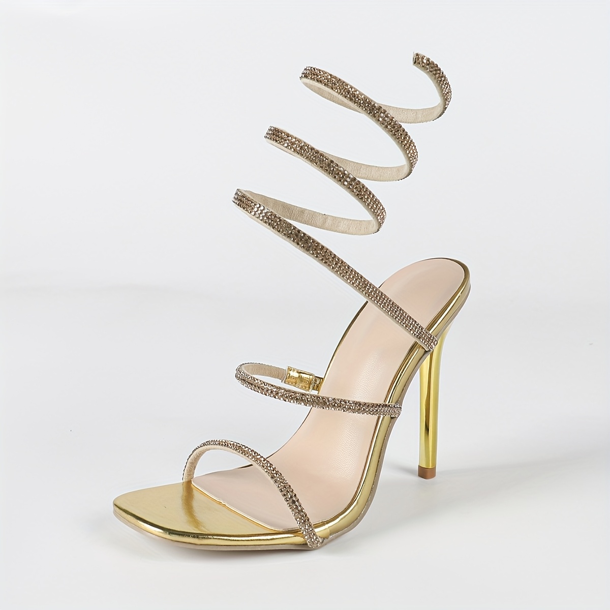 sandales élégantes à talon doré femmes bout carré talon Temu