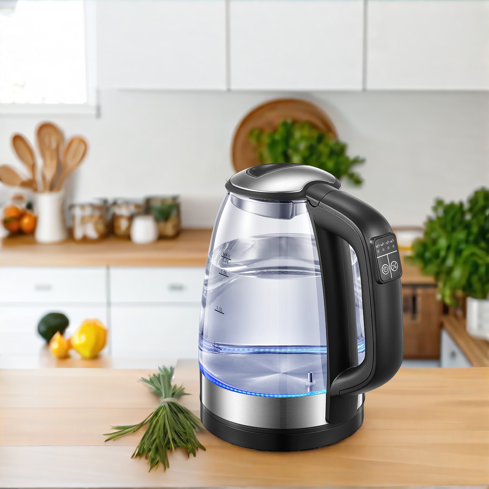 TEMU Electric Kettles, 1.7l Glass Kettles Electric With Led, , Anti-dry, Automatic , 2200w Fast And Quiet Boiling, Temperature Control Kettle, Tea