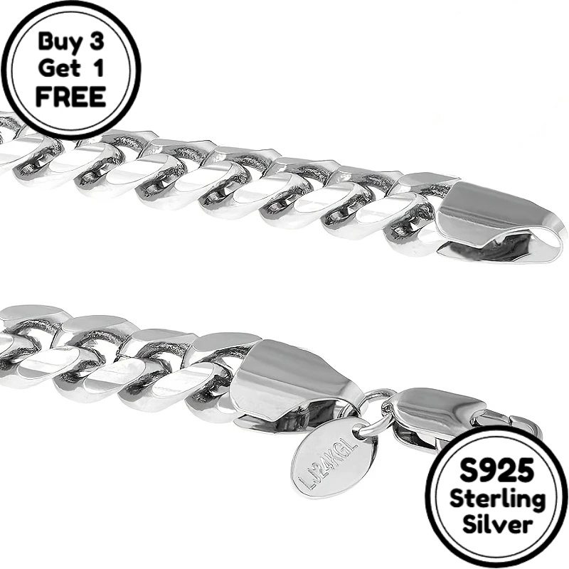 TEMU S925 Pure Silvery 8mm Cuban Chain, Classic And , Suitable For Men And Women, Suitable For Valentine's Day, Halloween, Christmas, Anniversaries,