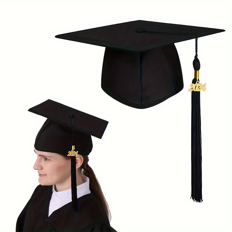 

Graduation Cap With 2024 Year Charm, Unisex Matte Mortarboard For Bachelor's, Master's, Phd Ceremonies, Adults Academic Headwear With Tassel And Removable Date Sign