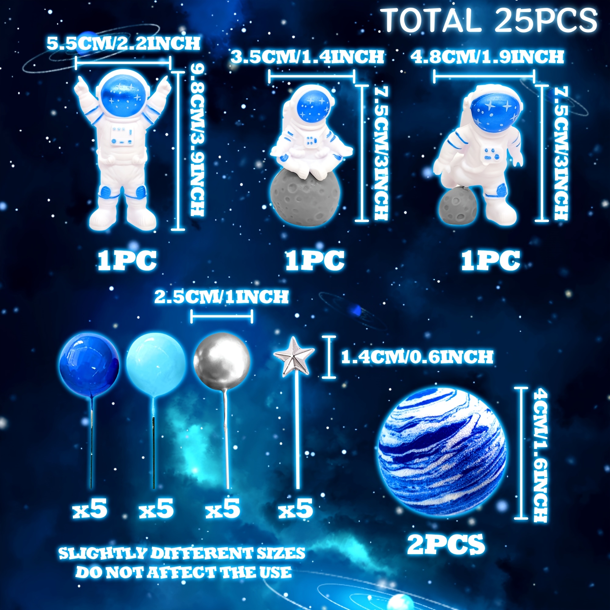Image of Laventy 25pcs/18pcs/14pcs Toppers Outer Space Astronaut Cake Decorations For Birthday Party Supplies Gender Reveal