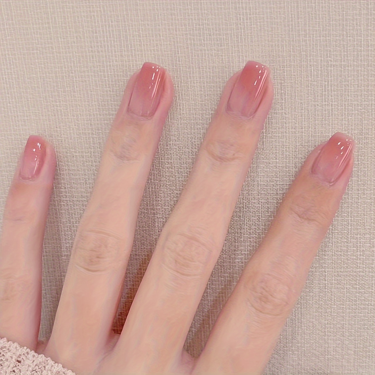 Short Press-on Nails - Glossy Pink Gradient Reusable Fake Nails For , Easy To Apply & Remove, Versatile For Everyday Or Special Occasions, Cute Short Nails, Manicure Replacement