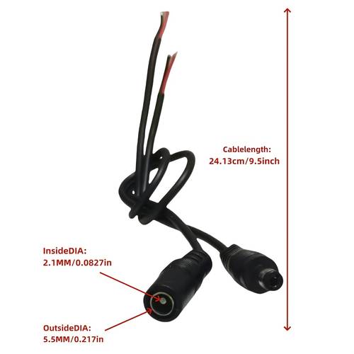 20pcs of 12v with 5521 connectors featuring solderable wiring at brass contacts with 5 5x2 1mm male and female connectors pvc insulated cables suitable for cctv security cameras led light strips and other diy wiring