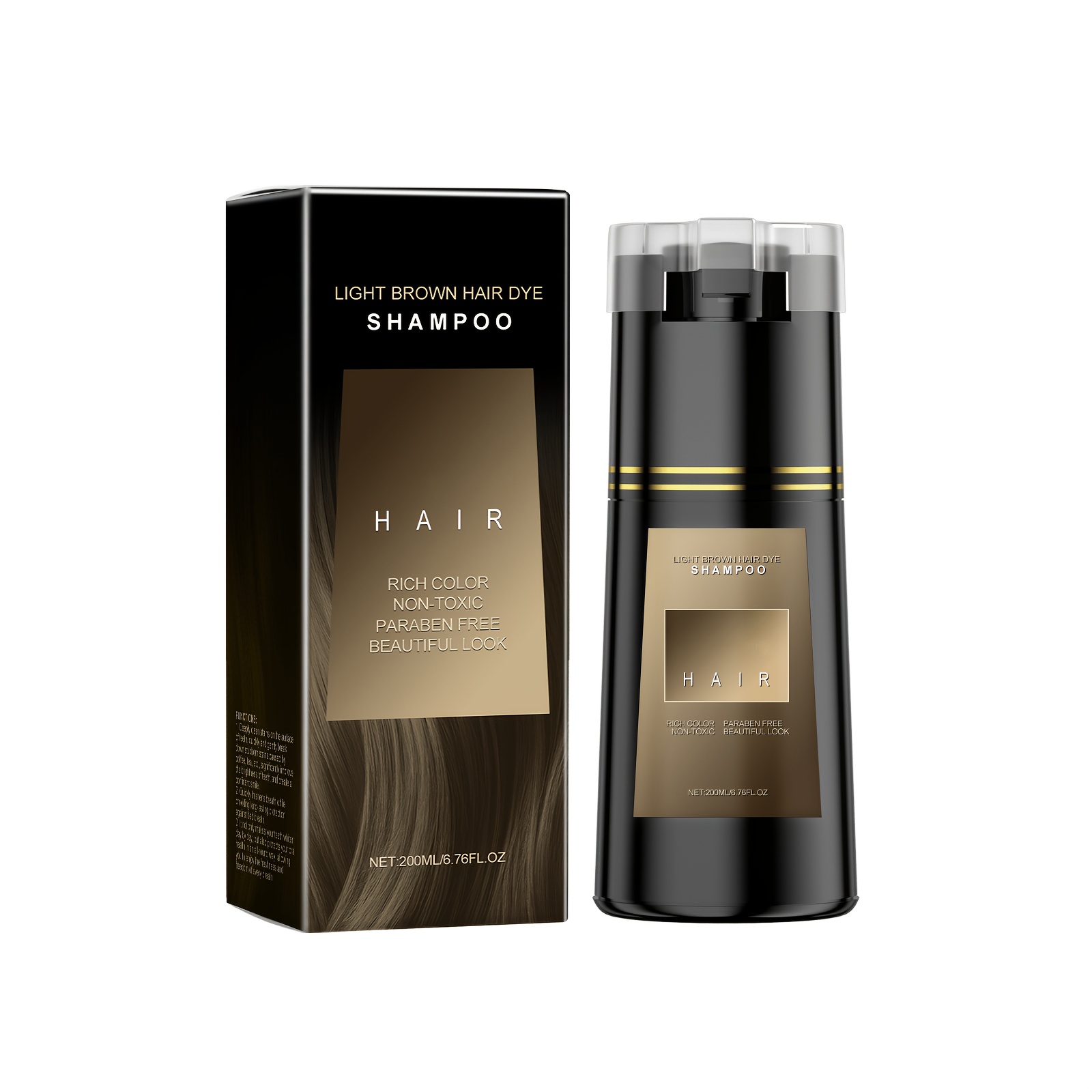 Image of Extra Large Capacity Light Brown Hair Dye Shampoo, 200ml Hair Coloring Shampoo, Easy To Color, Enjoy Salon-quality Hair Coloring Experience At Home, Dye Gift, Local Warehouse