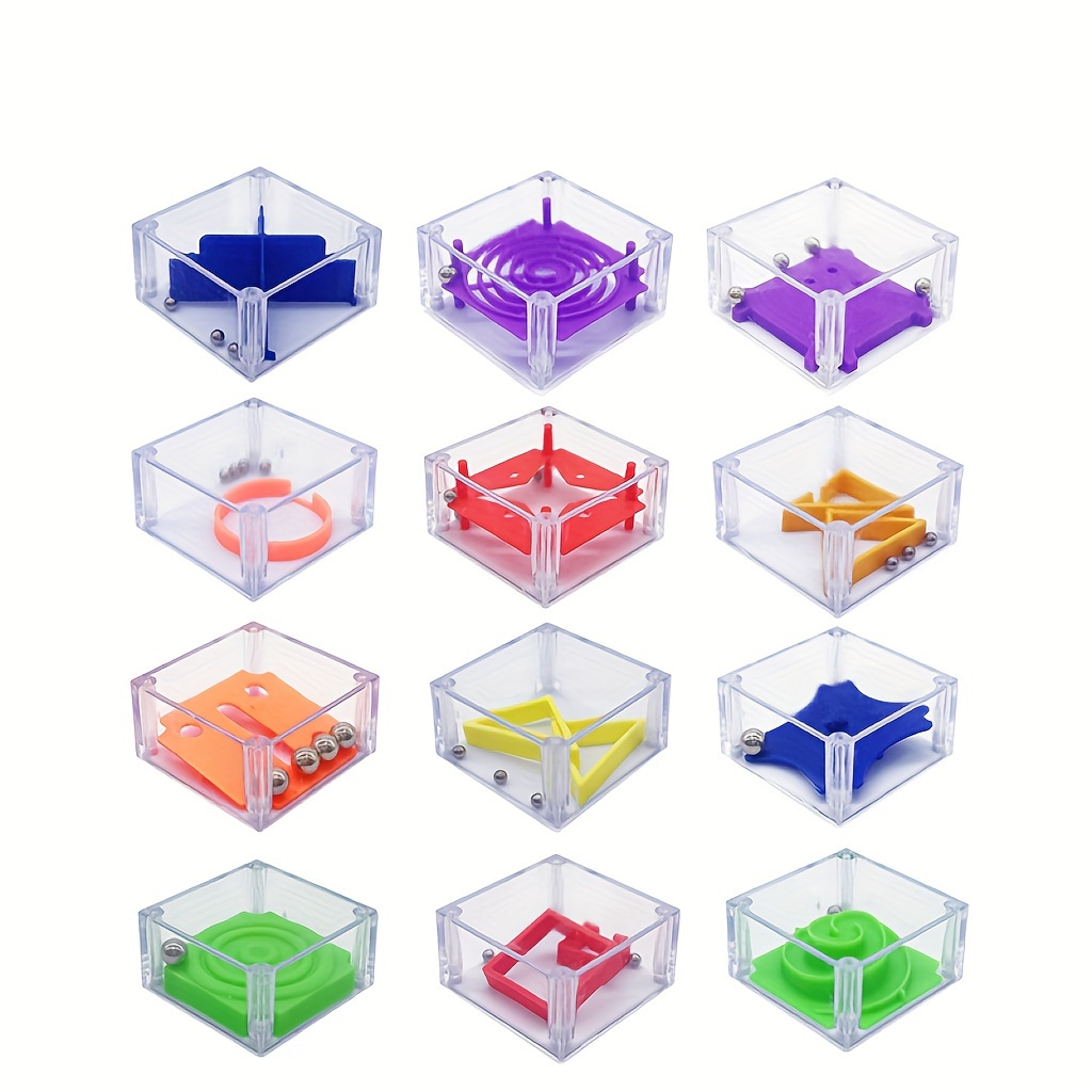 

24-piece Mini 3d Cube Puzzle Set - Assorted Iq Maze & Balance Box Games For Teens & Adults, Perfect For Birthday Party Favors & Stocking Stuffers