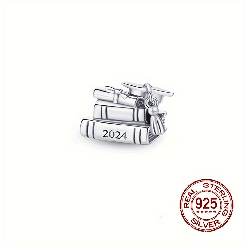 

1pc 2024 Graduation Album Charm Bead - S925 Sterling Silver, Diy Jewelry Accessory For Snake Chain Necklaces