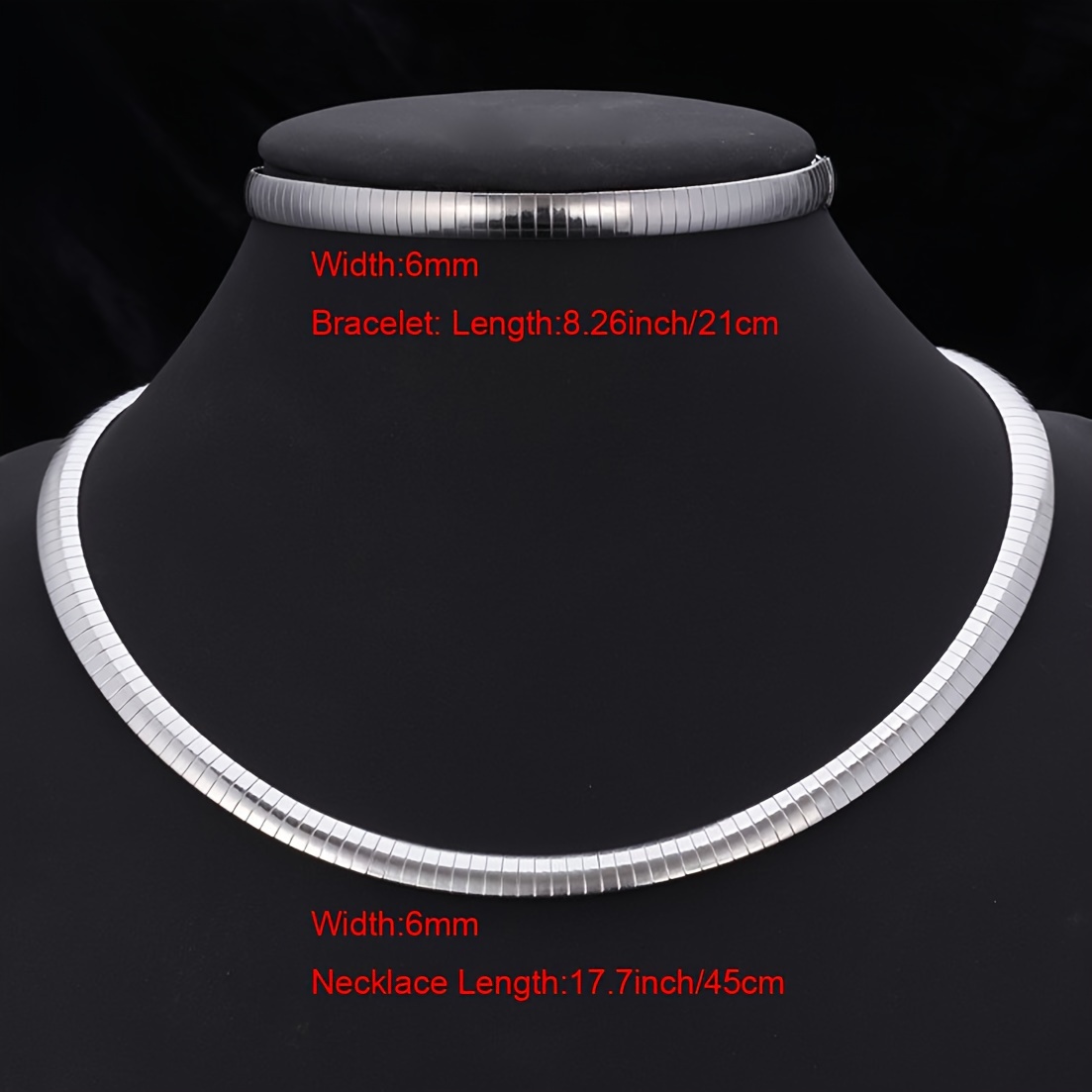 Image of 1 Set Trendy Women Jewelry Silvery Stainless Steel Choker Necklace Bracelet Set Suits