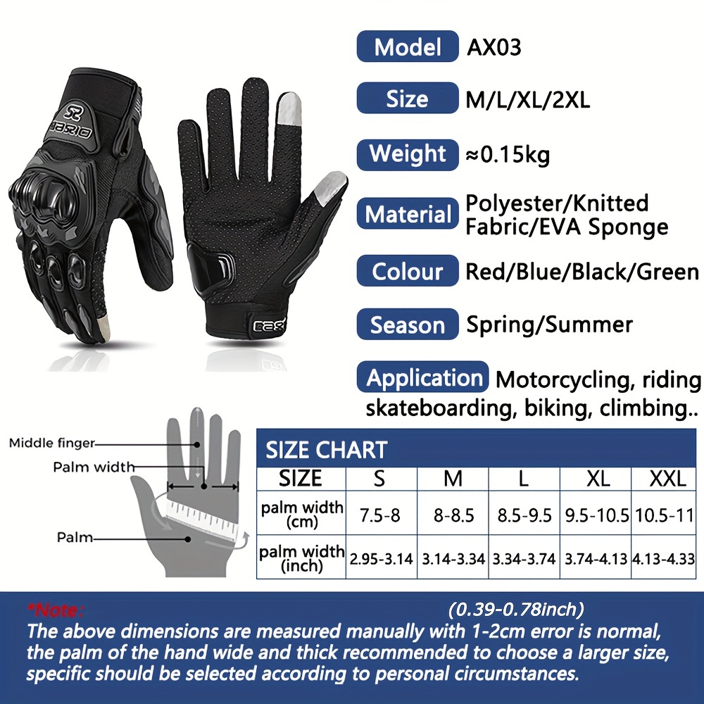 Guantes Moto Hombre, Equipo Protector Transpirable, Anticaída,  Antideslizantes, Pantalla Táctil, Verano, Ahorre Ofertas