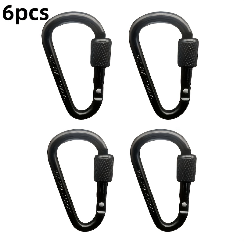 TEMU 6pcs D-rings With Buckles, Threaded Locking Mechanism, Suitable For Camping, Hiking, Fishing, And , Includes Storage Bag, Camping Gear