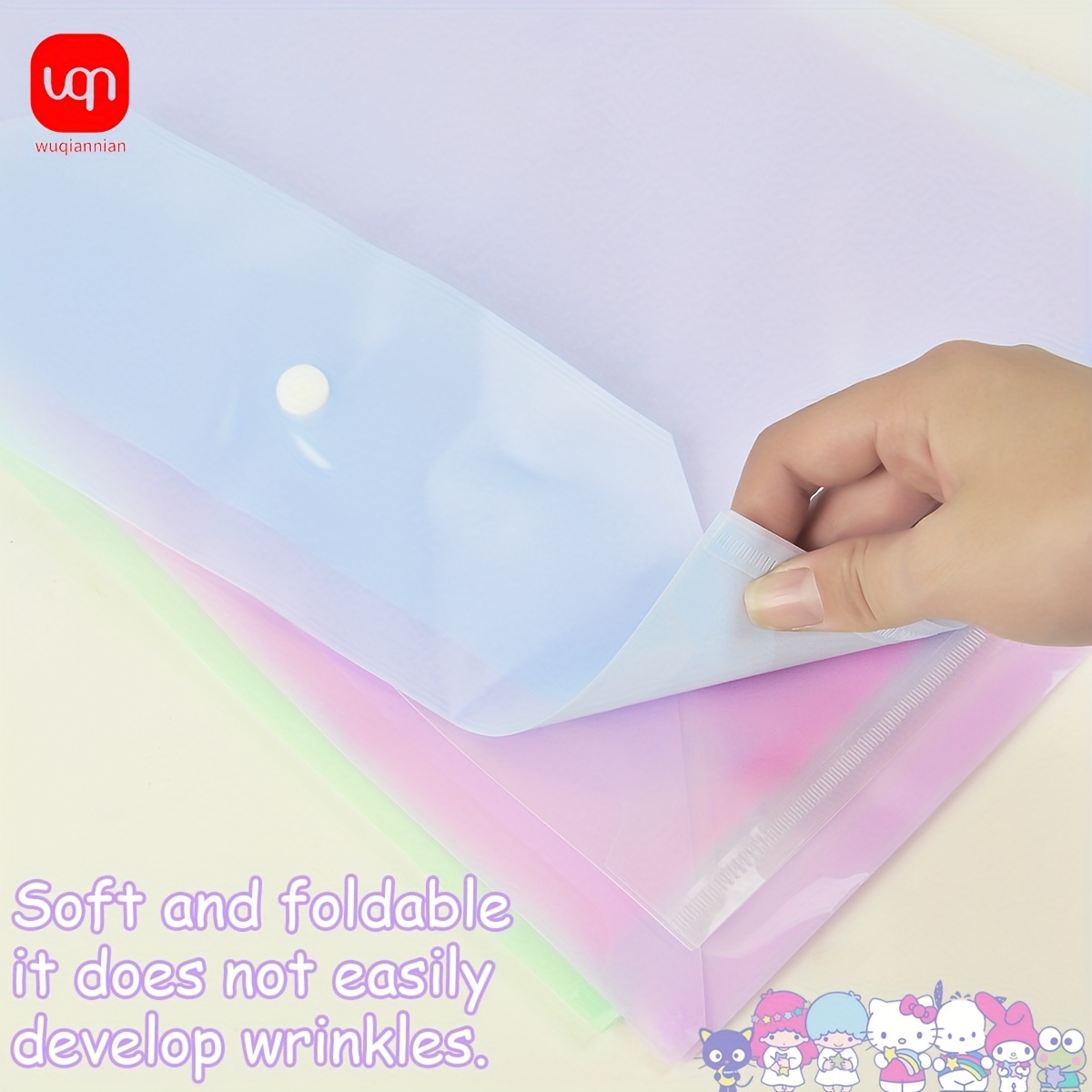 

20pcs File Bag Morandi Color Transparent Plastic Waterproof Large-capacity Button Test Paper Business Transparent Pouch Student Use Back-to-