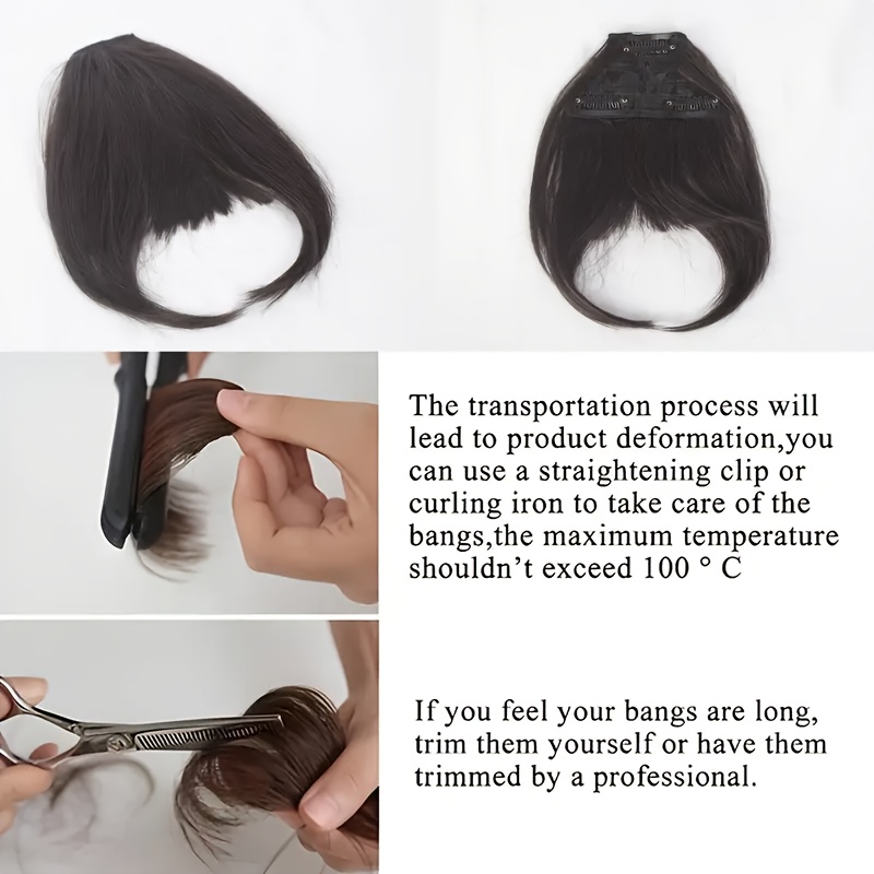   presentation elegant bangs wig face shape modification synthetic hair piece with bangs thick and fluffy volume high temperature   weight 25g 8 inch clip in suitable for all women details 0