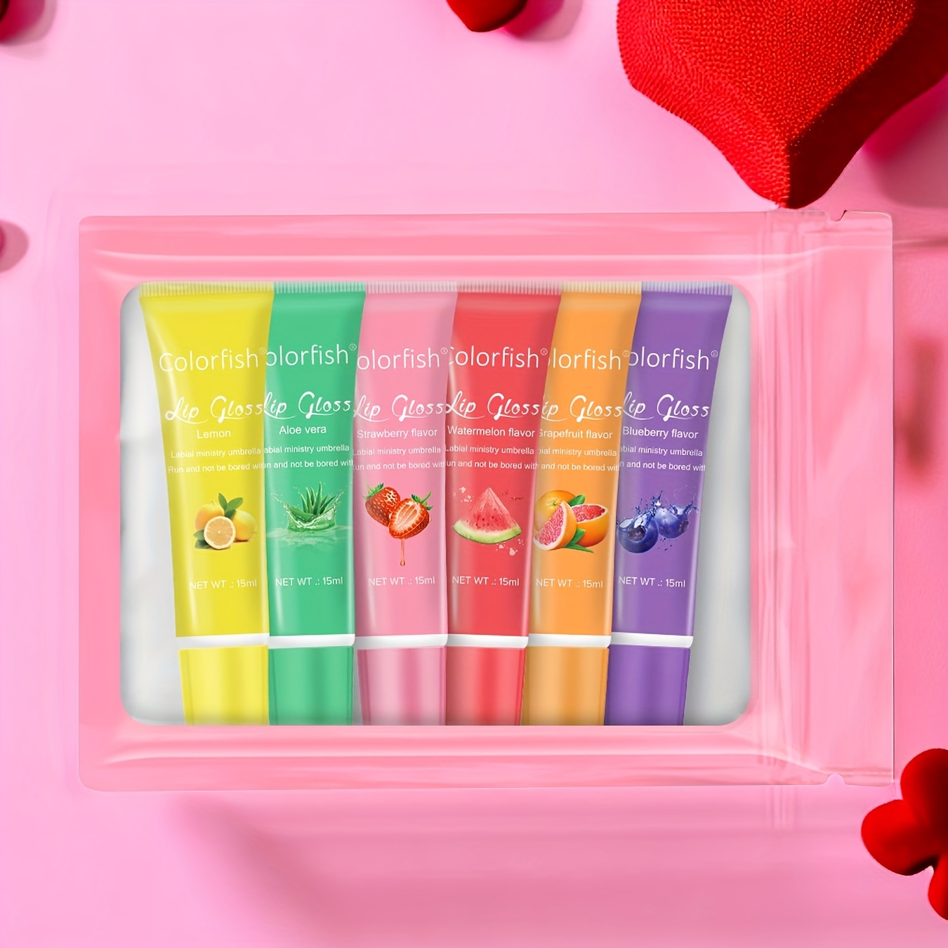 

6pcs Lip Gloss Set, 15ml/pc, 6 Kinds Of Fruit Flavor, Contains Hyaluronic Acid And Squalane, 24h Depth Moisturizing, Hydrating And Nourishing Lipstick Lip Glaze Lip Oil With Plant Squalane