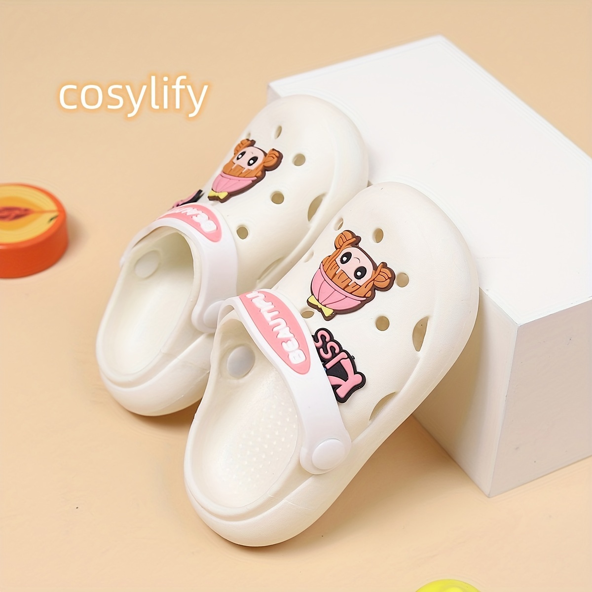 Toddler Girls Cartoon Slip-On Platform Clogs with Charms