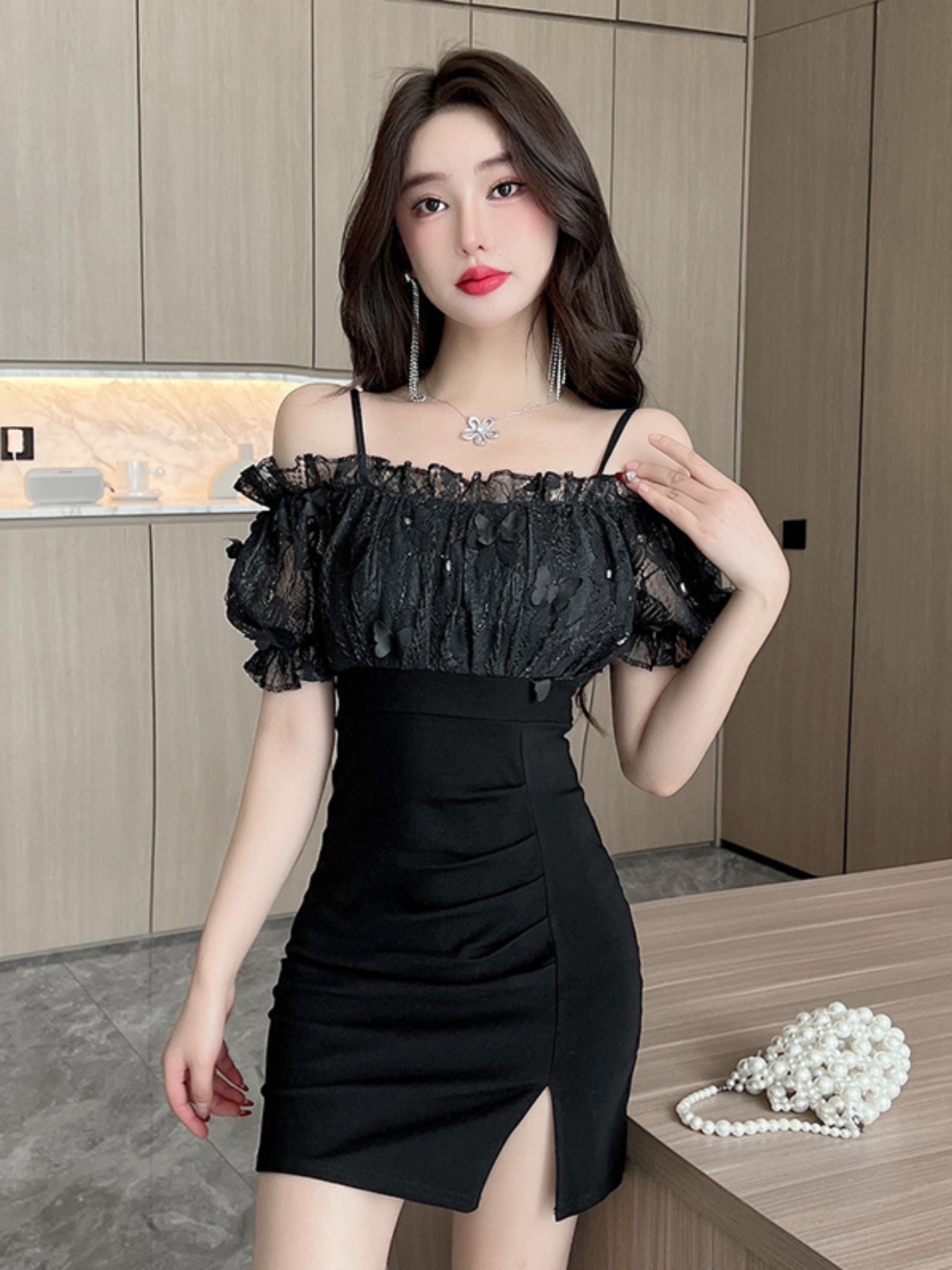 off shoulder short tight dress Off-the-Shoulder Short Sexy Cocktail Dress by La Femme Black / 0