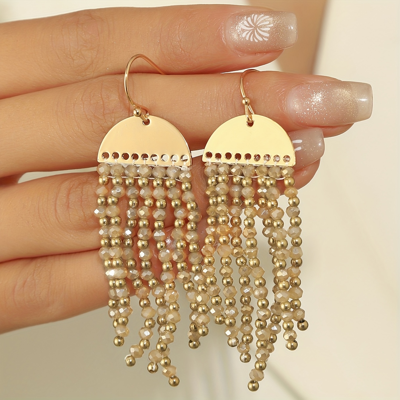 Bohemian Style Long Dangle Earrings Ethnic Beaded Drop Gift for Mom BFF