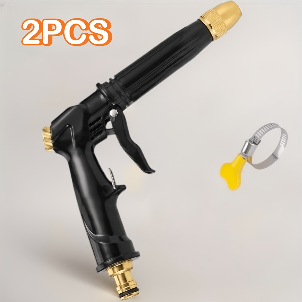TEMU 2pcs High-pressure Water Gun Set, Including 1 Water Gun + 1 , For Car And Floor Cleaning, Garden Hose Nozzle, Yard Supplies. The 2026 New Model