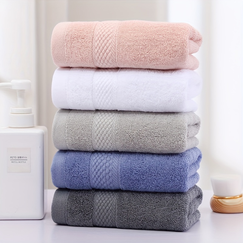 

5-pack Pure Cotton Towels: Soft, Absorbent, And Modern With Grid Pattern - Suitable For Space Themed Bathrooms